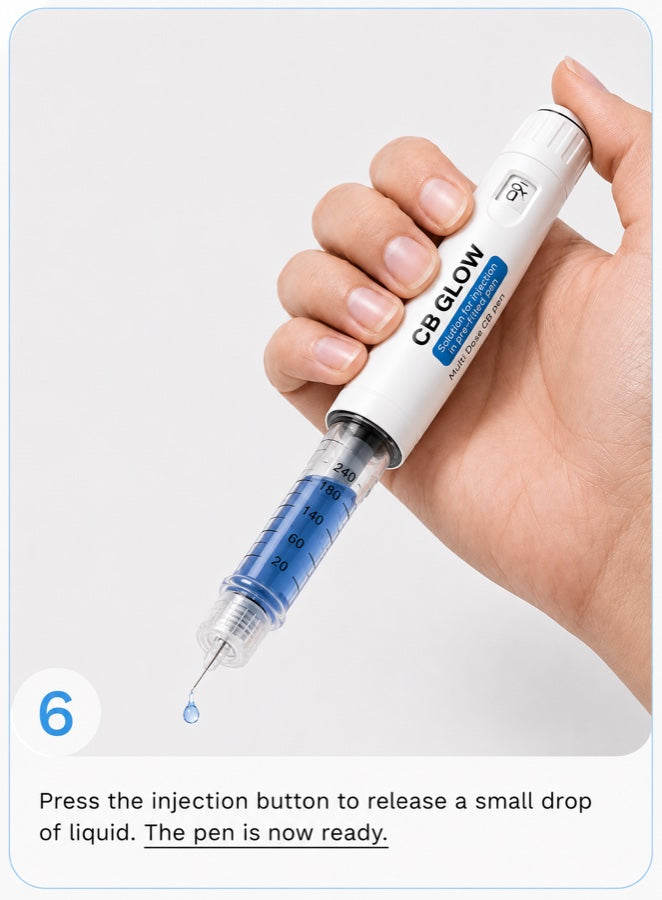 Step 6 — press the injection button to release a drop