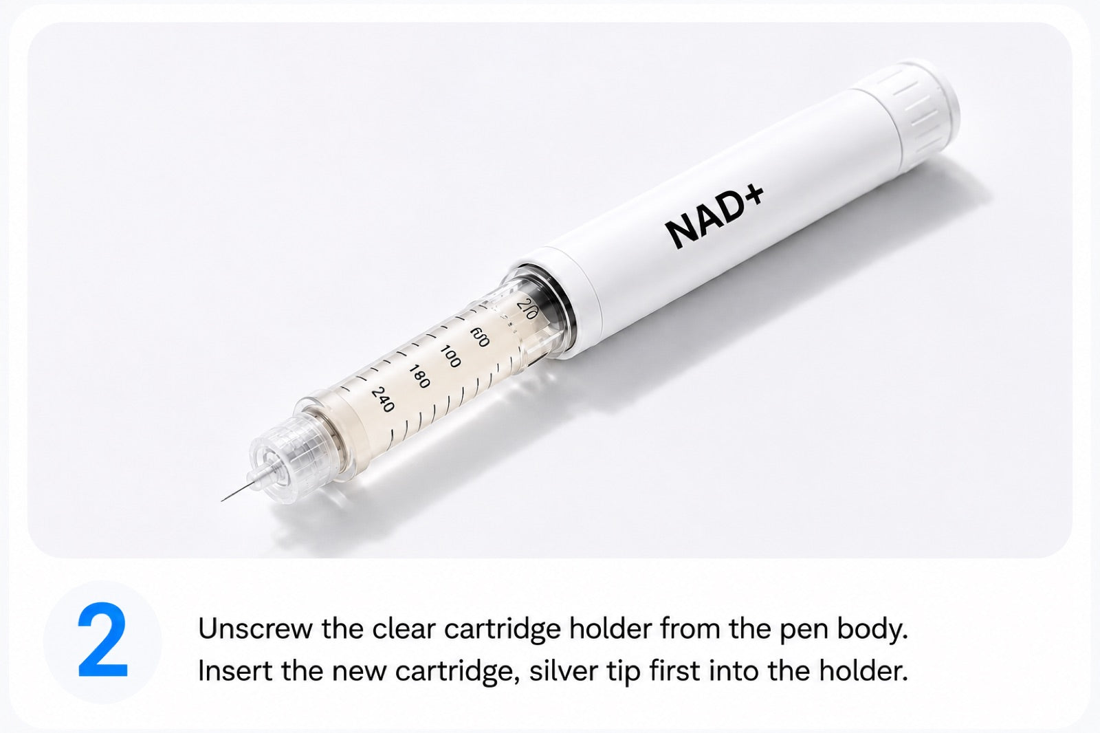 Step 2 — unscrew the cartridge holder and insert the new cartridge