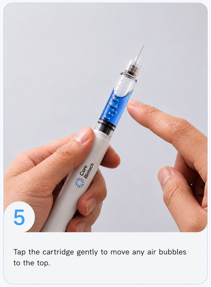 Step 5 — tap the cartridge to move air bubbles to the top