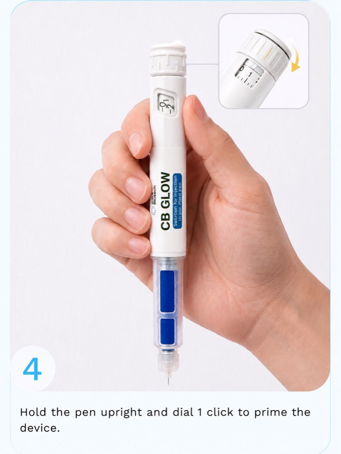 Step 4 — hold upright and dial one click to prime